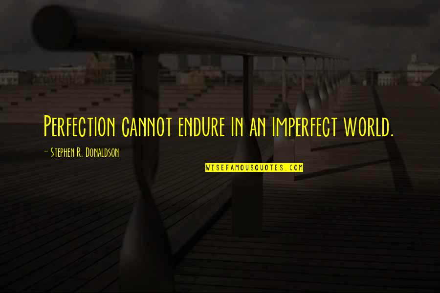 Alani Quotes By Stephen R. Donaldson: Perfection cannot endure in an imperfect world.