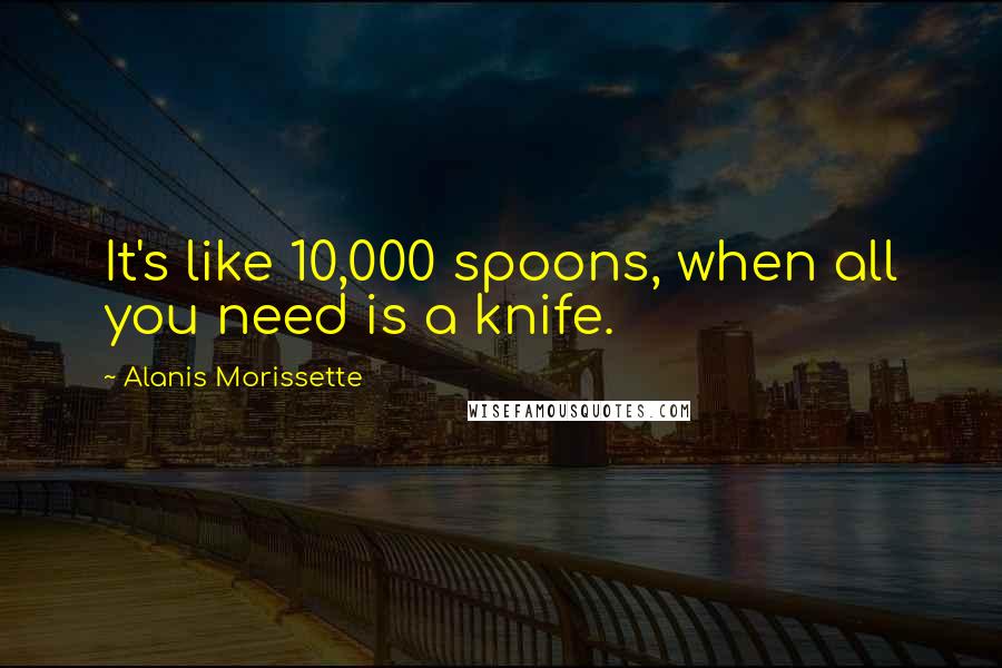 Alanis Morissette quotes: It's like 10,000 spoons, when all you need is a knife.