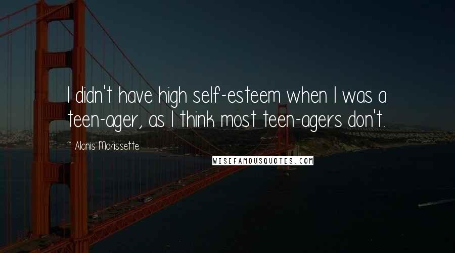 Alanis Morissette quotes: I didn't have high self-esteem when I was a teen-ager, as I think most teen-agers don't.