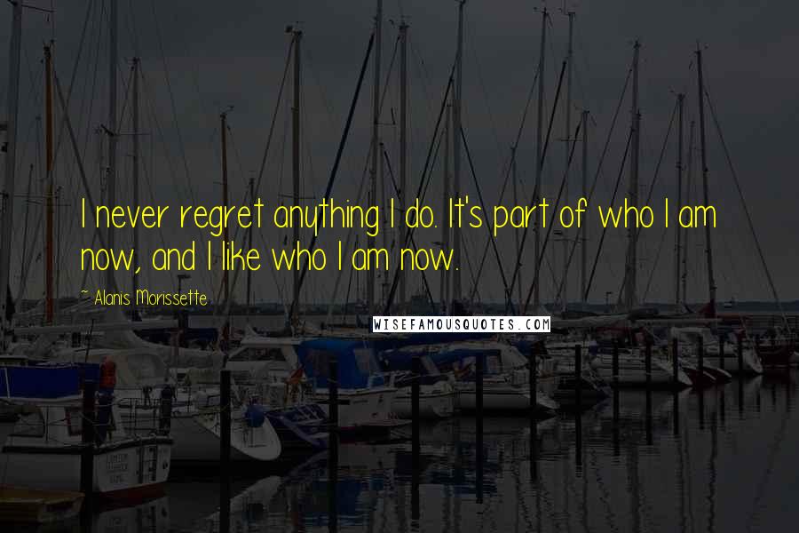 Alanis Morissette quotes: I never regret anything I do. It's part of who I am now, and I like who I am now.