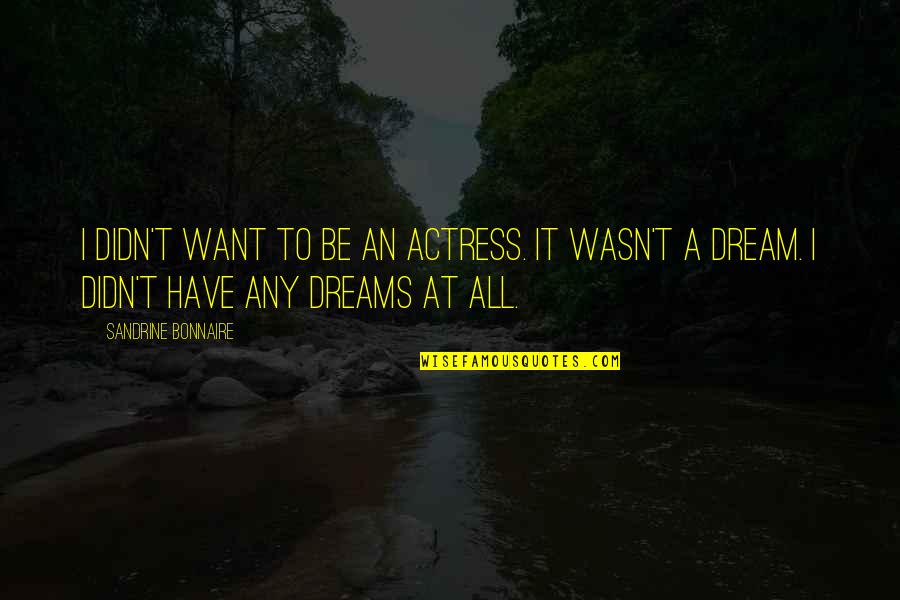 Alarmel Mangai Quotes By Sandrine Bonnaire: I didn't want to be an actress. It Alarmel Mangai Quotes By Sandrine Bonnaire: I didn't want to be an actress. It
