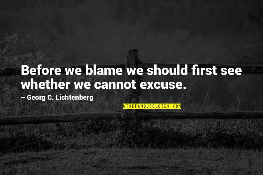 Alas Babylon Important Quotes By Georg C. Lichtenberg: Before we blame we should first see whether Alas Babylon Important Quotes By Georg C. Lichtenberg: Before we blame we should first see whether