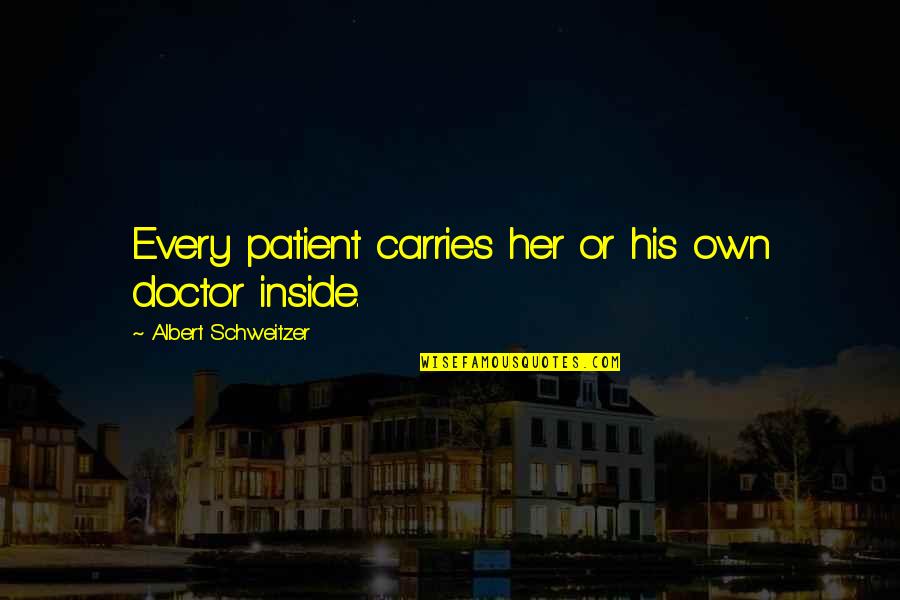 Alaska's Quotes By Albert Schweitzer: Every patient carries her or his own doctor