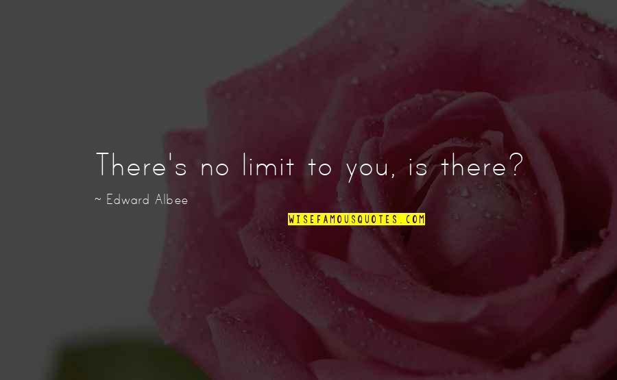 Albee Quotes By Edward Albee: There's no limit to you, is there? Albee Quotes By Edward Albee: There's no limit to you, is there?