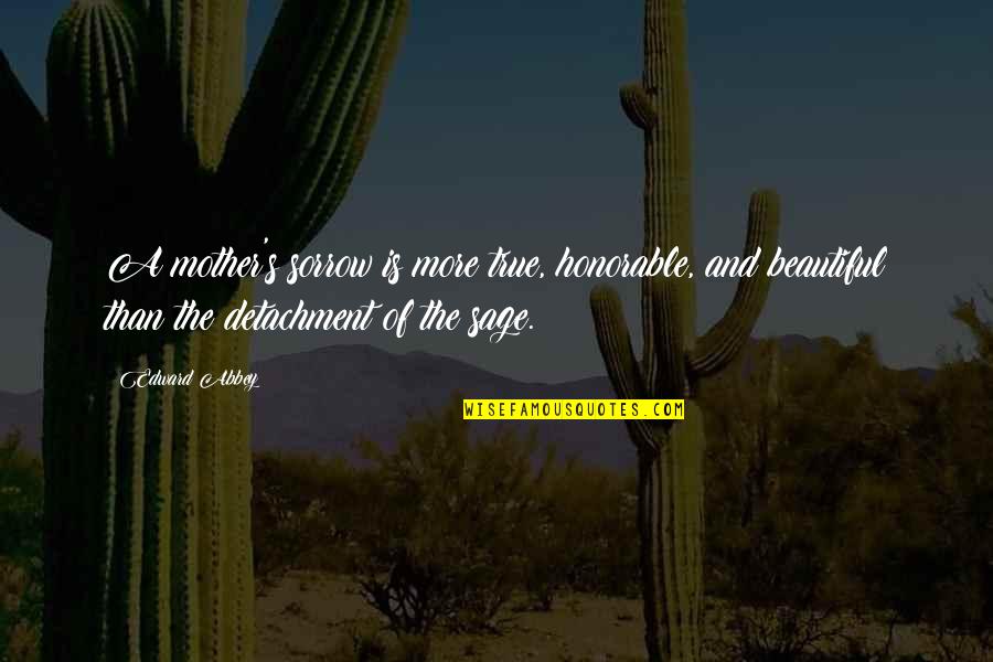Albernoa Quotes By Edward Abbey: A mother's sorrow is more true, honorable, and