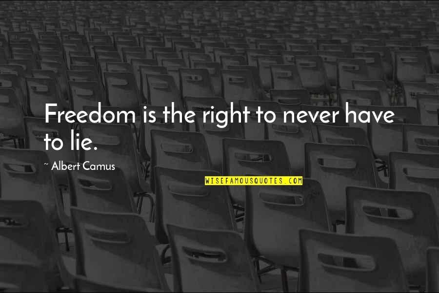 Albert Camus Freedom Quotes By Albert Camus: Freedom is the right to never have to Albert Camus Freedom Quotes By Albert Camus: Freedom is the right to never have to