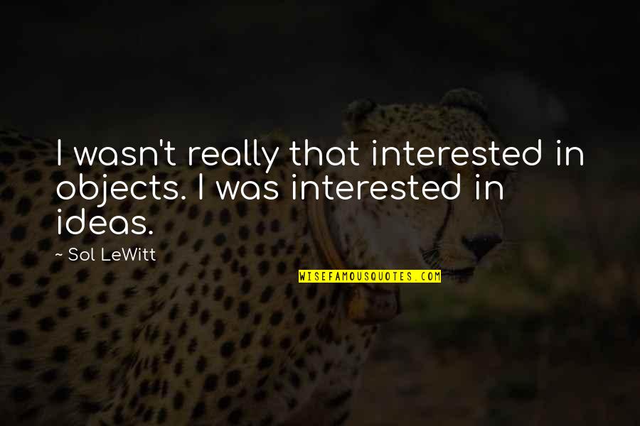 Albert Ei Quotes By Sol LeWitt: I wasn't really that interested in objects. I