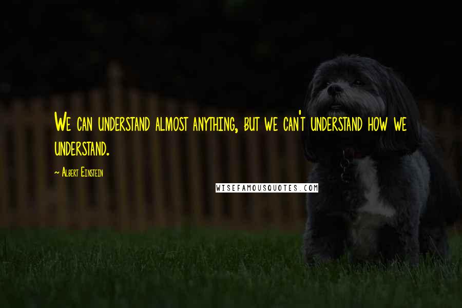 Albert Einstein quotes: We can understand almost anything, but we can't understand how we understand.