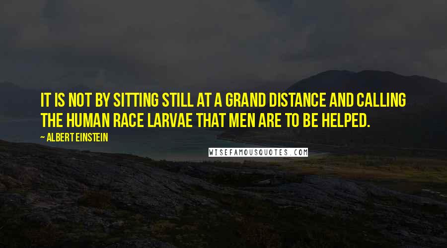 Albert Einstein quotes: It is not by sitting still at a grand distance and calling the human race larvae that men are to be helped.