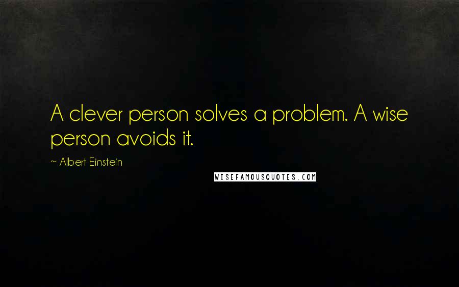 Albert Einstein quotes: A clever person solves a problem. A wise person avoids it.