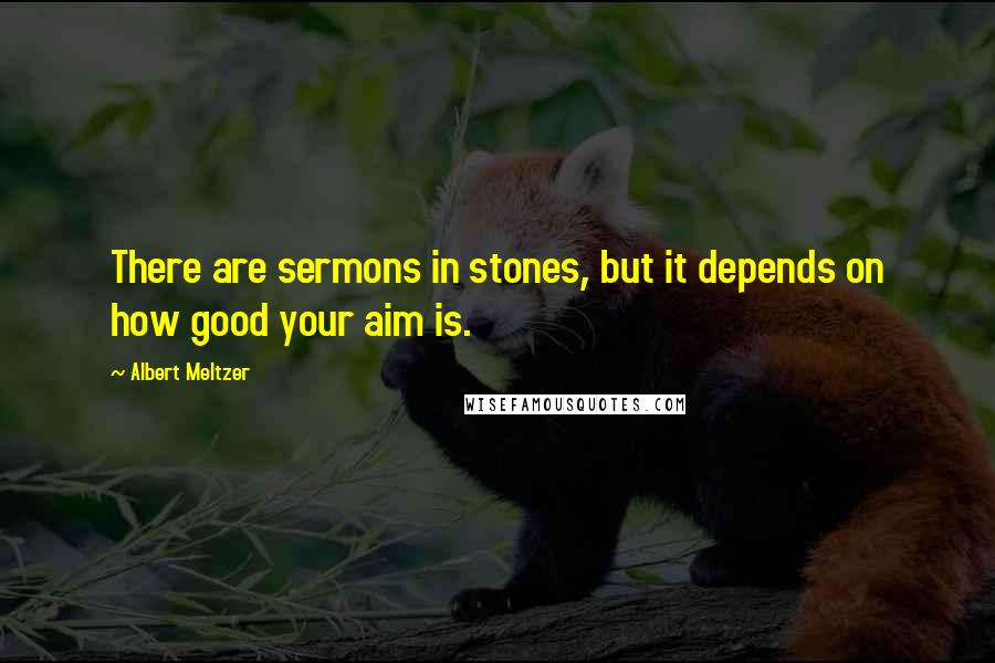 Albert Meltzer quotes: There are sermons in stones, but it depends on how good your aim is.