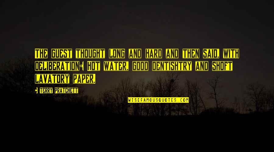 Albert Meltzer Quotes By Terry Pratchett: The guest thought long and hard and then Albert Meltzer Quotes By Terry Pratchett: The guest thought long and hard and then