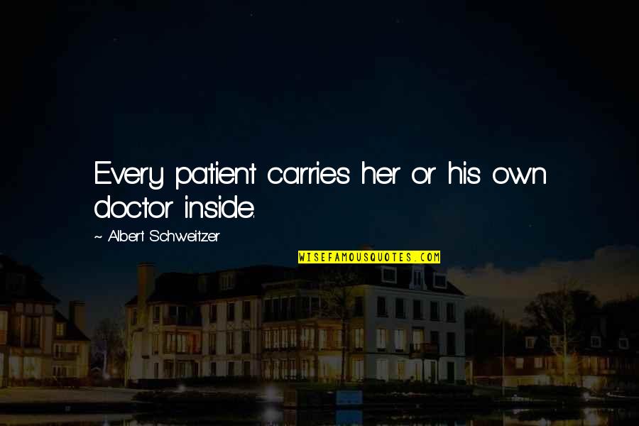 Albert Schweitzer Quotes By Albert Schweitzer: Every patient carries her or his own doctor