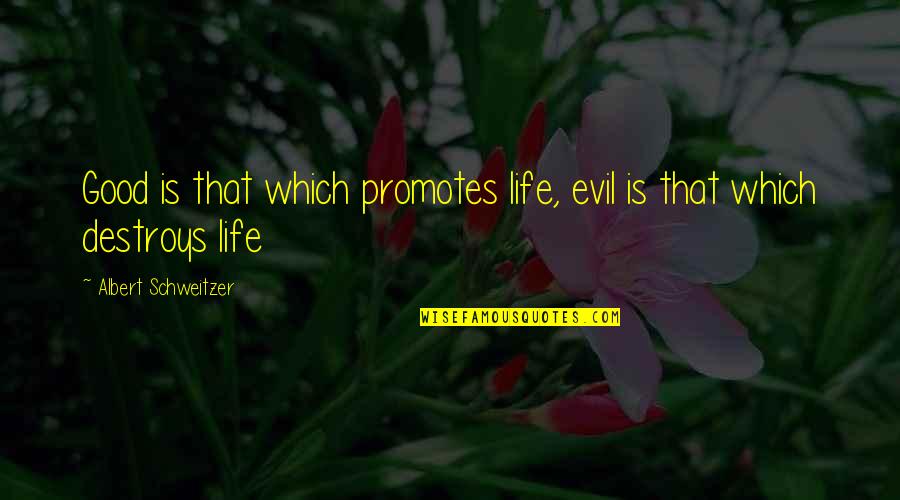 Albert Schweitzer Quotes By Albert Schweitzer: Good is that which promotes life, evil is