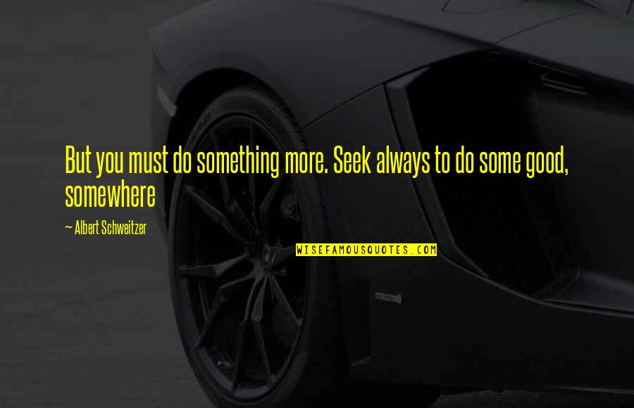 Albert Schweitzer Quotes By Albert Schweitzer: But you must do something more. Seek always
