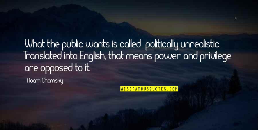 Albert Stein Quotes By Noam Chomsky: What the public wants is called 'politically unrealistic.'