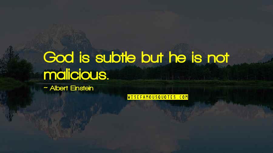 Albertans In Bc Quotes By Albert Einstein: God is subtle but he is not malicious.
