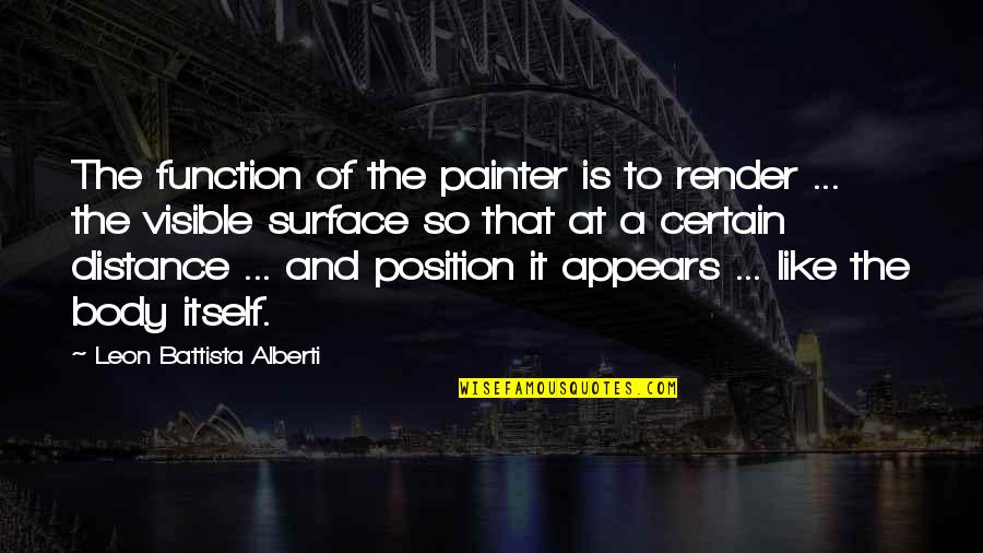 Alberti Quotes By Leon Battista Alberti: The function of the painter is to render Alberti Quotes By Leon Battista Alberti: The function of the painter is to render