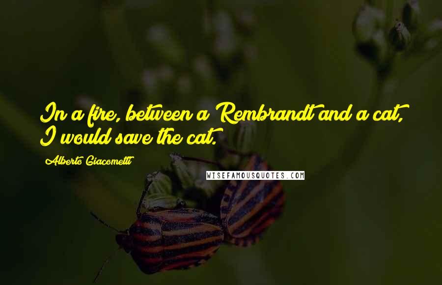 Alberto Giacometti quotes: In a fire, between a Rembrandt and a cat, I would save the cat.