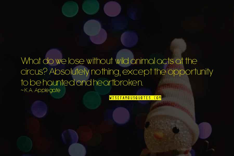 Albertyn Apteek Quotes By K.A. Applegate: What do we lose without wild animal acts Albertyn Apteek Quotes By K.A. Applegate: What do we lose without wild animal acts
