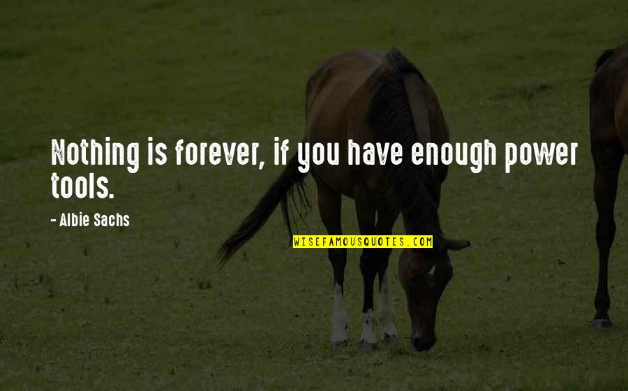 Albie's Quotes By Albie Sachs: Nothing is forever, if you have enough power