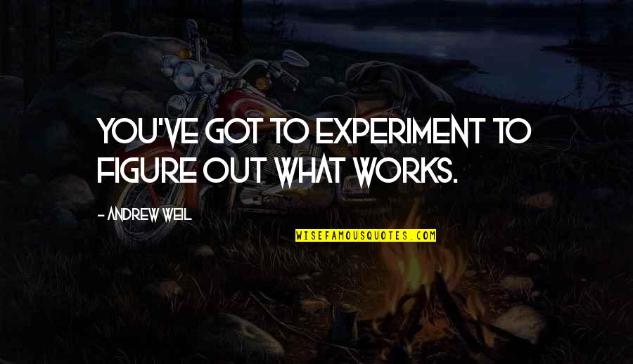 Albina Head Quotes By Andrew Weil: You've got to experiment to figure out what Albina Head Quotes By Andrew Weil: You've got to experiment to figure out what