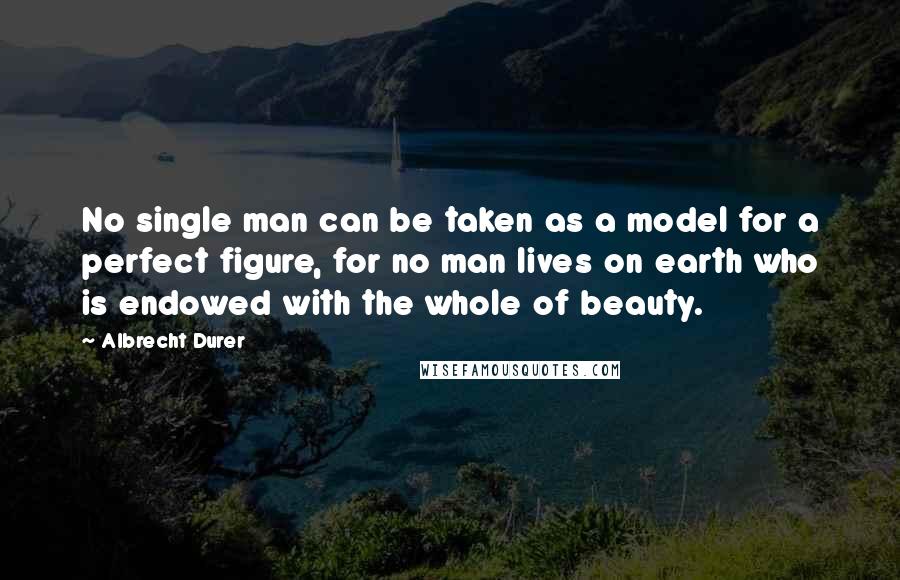 Albrecht Durer quotes: No single man can be taken as a model for a perfect figure, for no man lives on earth who is endowed with the whole of beauty.
