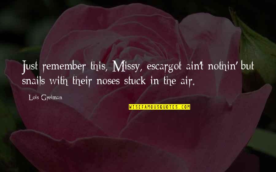 Alburoto Quotes By Lois Greiman: Just remember this, Missy, escargot ain't nothin' but Alburoto Quotes By Lois Greiman: Just remember this, Missy, escargot ain't nothin' but