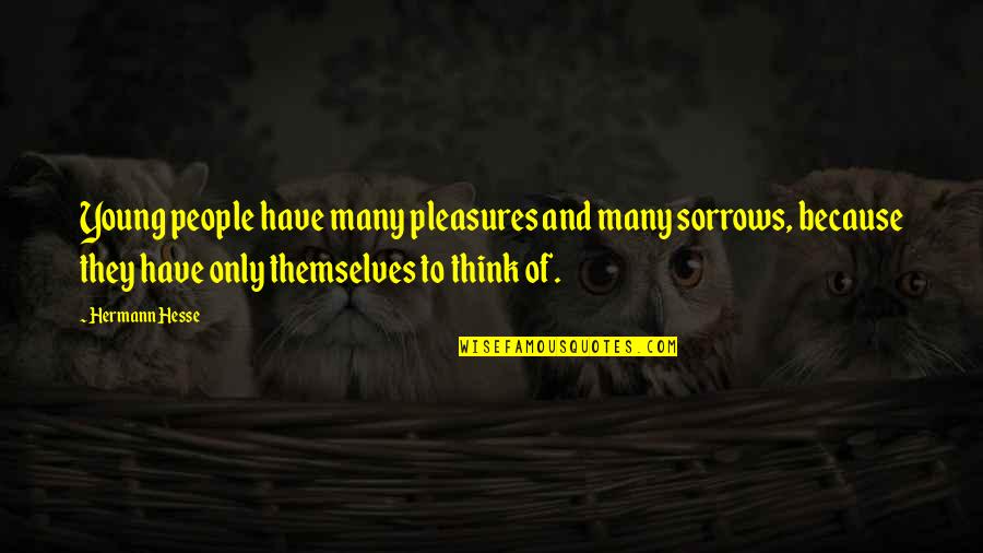 Alcaeus Quotes By Hermann Hesse: Young people have many pleasures and many sorrows,