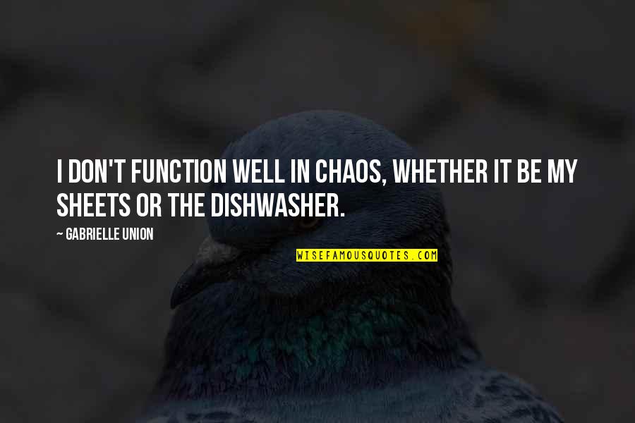 Alcee Hastings Quotes By Gabrielle Union: I don't function well in chaos, whether it