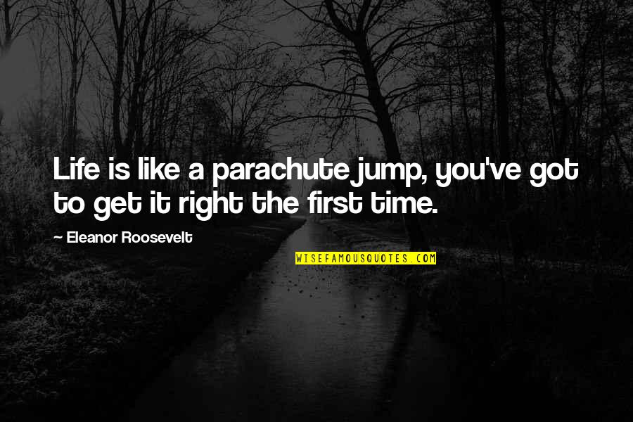 Alcira Conquistador Quotes By Eleanor Roosevelt: Life is like a parachute jump, you've got
