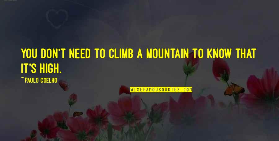 Alcira Conquistador Quotes By Paulo Coelho: You don't need to climb a mountain to