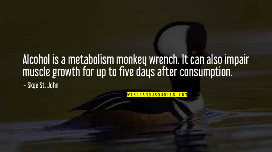 Alcohol Consumption Quotes By Skye St. John: Alcohol is a metabolism monkey wrench. It can