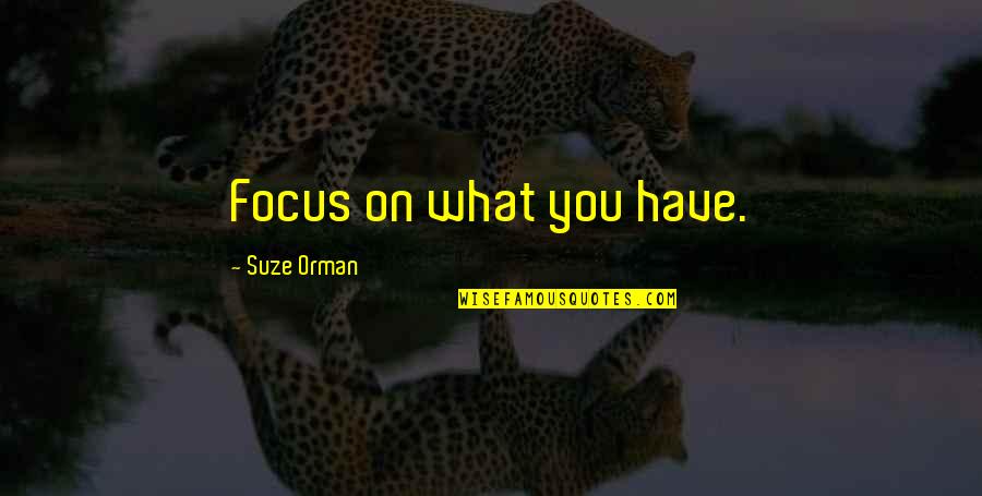 Alcohol Prohibition Quotes By Suze Orman: Focus on what you have.