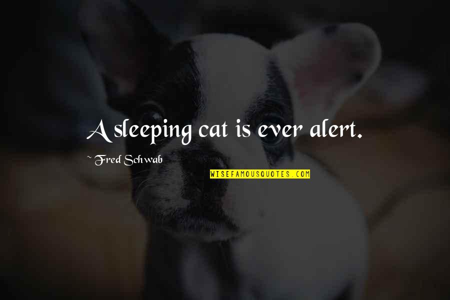 Alcoholic Anonymous Funny Quotes By Fred Schwab: A sleeping cat is ever alert.