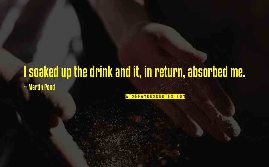 Alcoholism's Quotes By Martin Pond: I soaked up the drink and it, in