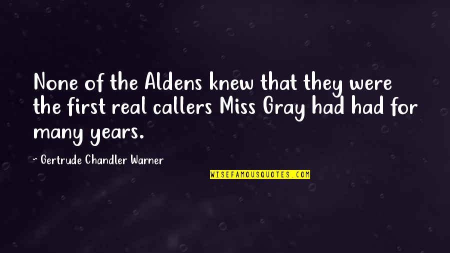 Aldens Quotes By Gertrude Chandler Warner: None of the Aldens knew that they were