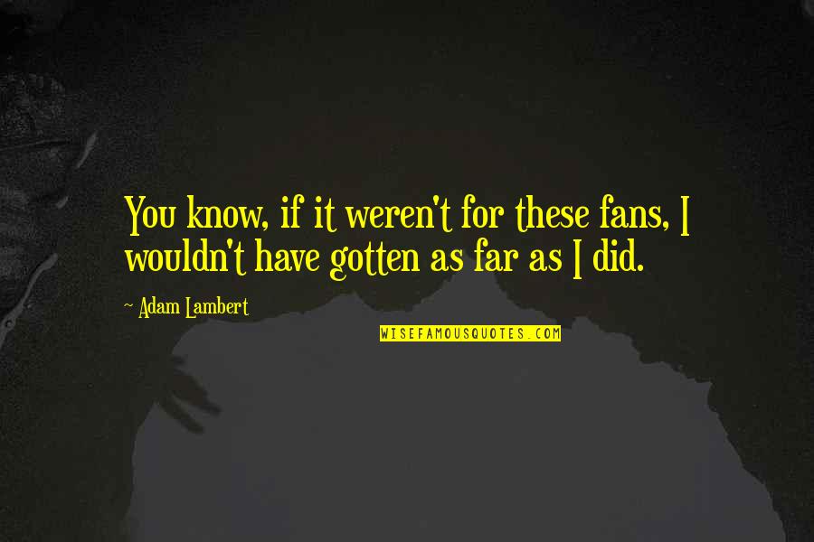 Aldiran Quotes By Adam Lambert: You know, if it weren't for these fans,