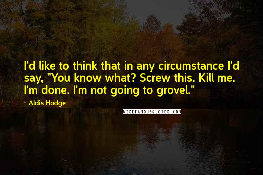 Aldis Hodge quotes: I'd like to think that in any circumstance I'd say, "You know what? Screw this. Kill me. I'm done. I'm not going to grovel."