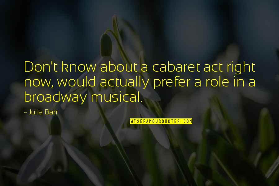 Aldo E Alessia Quotes By Julia Barr: Don't know about a cabaret act right now,