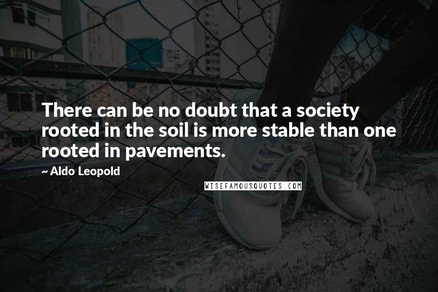 Aldo Leopold quotes: There can be no doubt that a society rooted in the soil is more stable than one rooted in pavements.