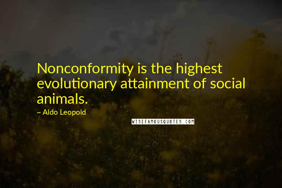 Aldo Leopold quotes: Nonconformity is the highest evolutionary attainment of social animals.