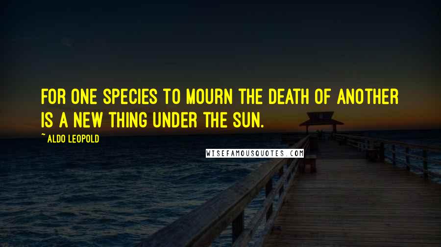 Aldo Leopold quotes: For one species to mourn the death of another is a new thing under the sun.