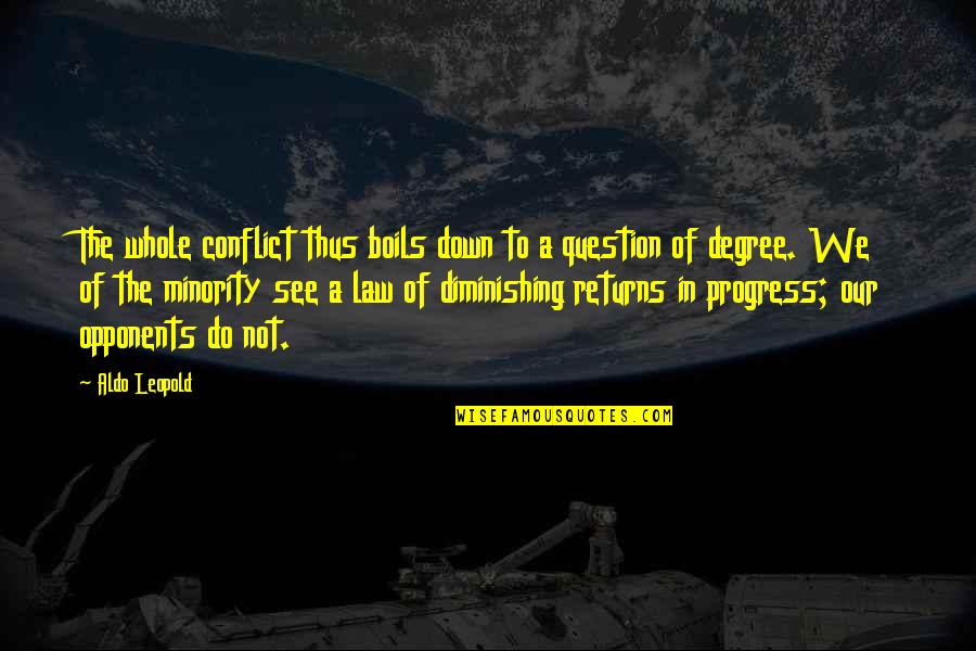 Aldo Leopold Quotes By Aldo Leopold: The whole conflict thus boils down to a Aldo Leopold Quotes By Aldo Leopold: The whole conflict thus boils down to a