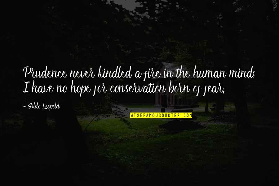Aldo Leopold Quotes By Aldo Leopold: Prudence never kindled a fire in the human Aldo Leopold Quotes By Aldo Leopold: Prudence never kindled a fire in the human