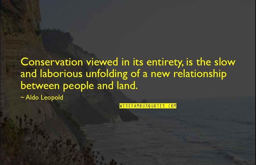 Aldo Leopold Quotes By Aldo Leopold: Conservation viewed in its entirety, is the slow