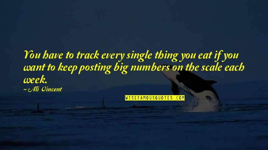 Aldrei Carl Quotes By Ali Vincent: You have to track every single thing you Aldrei Carl Quotes By Ali Vincent: You have to track every single thing you