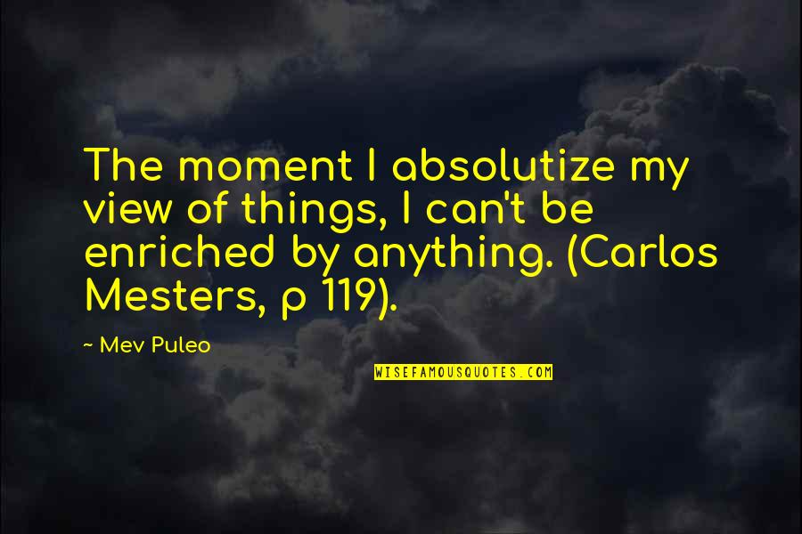 Aldren Quotes By Mev Puleo: The moment I absolutize my view of things,