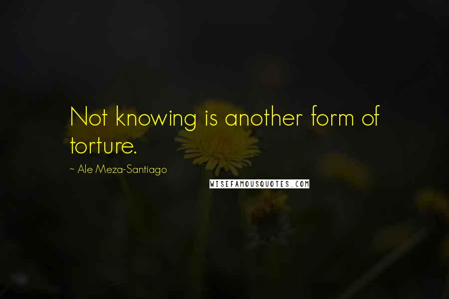 Ale Meza-Santiago quotes: Not knowing is another form of torture.