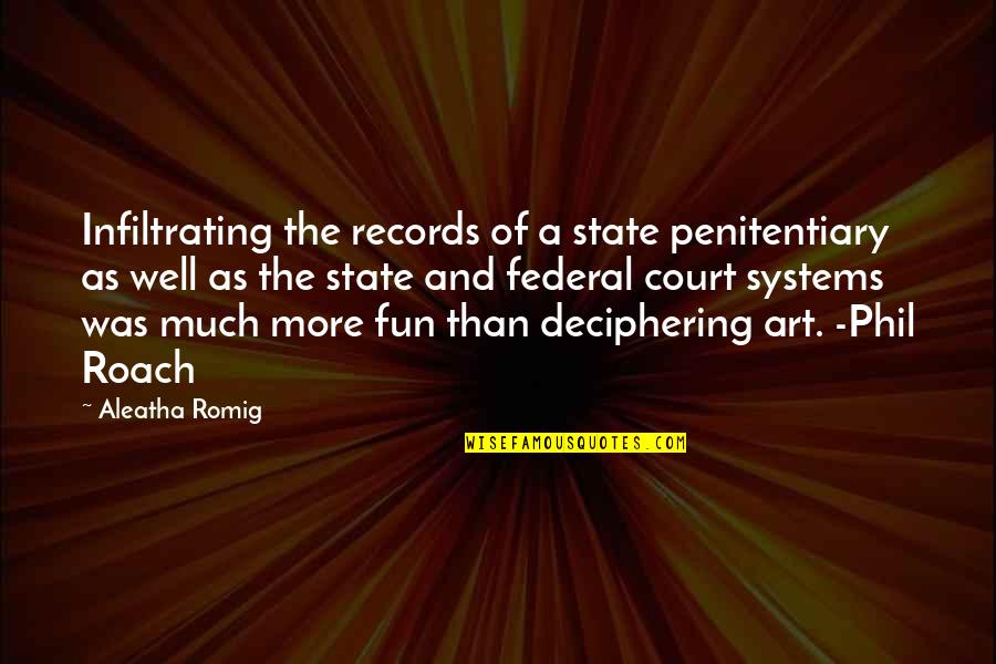 Aleatha Romig Quotes By Aleatha Romig: Infiltrating the records of a state penitentiary as